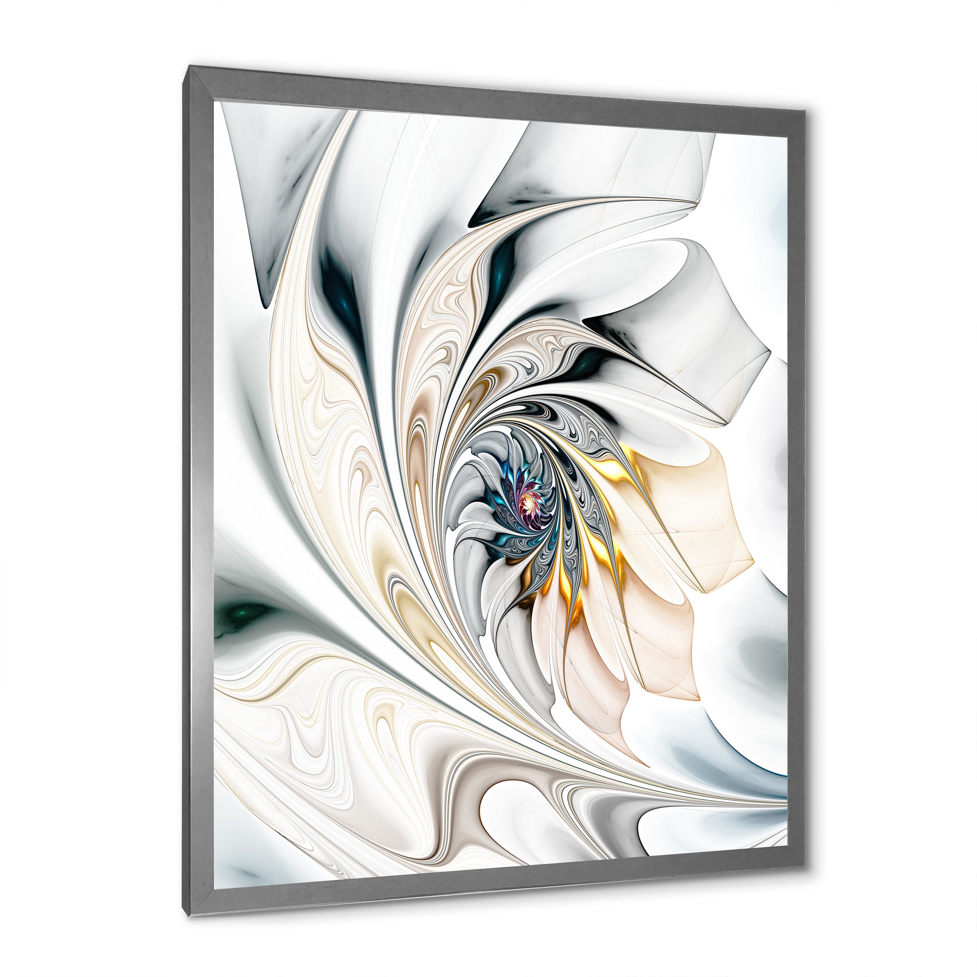 White Stained Glass Floral Art