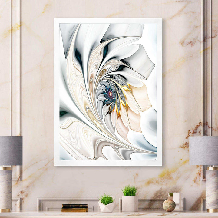 IDesignart White Stained Glass Floral Art - Modern Canvas Wall Art