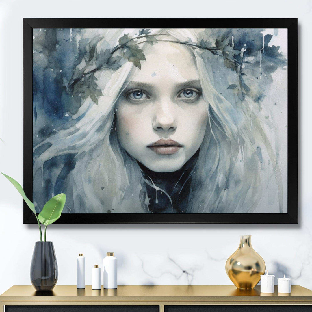Blue Grey Nordic Queen - Modern Canvas Wall Art