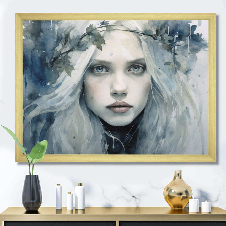 Blue Grey Nordic Queen - Modern Canvas Wall Art