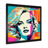 1950S Pop Art Pastel Woman Portrait Framed Print Vibrant Black - 1.5"Width