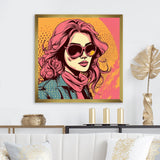 1950S Pop Art Pink Woman Portrait II Framed Print Vibrant Black - 1.5"Width