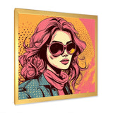 1950S Pop Art Pink Woman Portrait II Framed Print Vibrant Gold - 1.5"Width