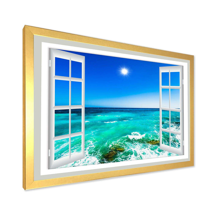 Open Window to Wavy Ocean