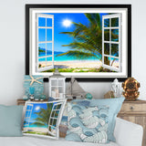 Window Open to Beach with Palm