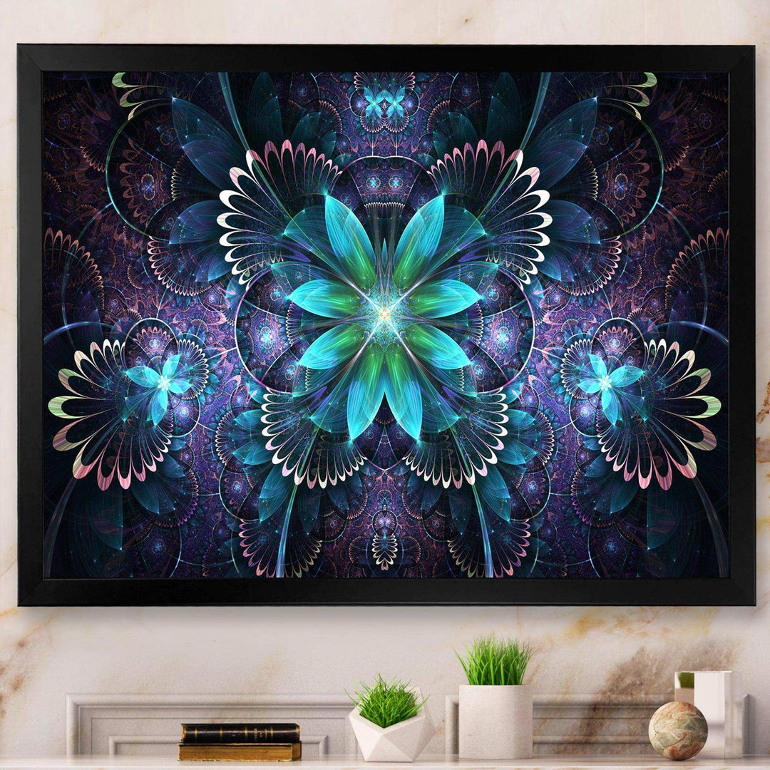 Fractal Flower Blue Digital Art - Modern Bedroom Wall Art