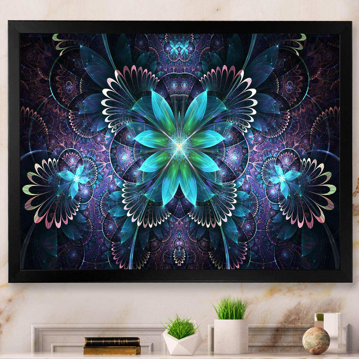 Fractal Flower Blue Digital Art - Modern Bedroom Wall Art