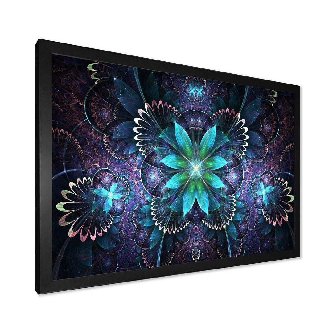 Fractal Flower Blue Digital Art - Modern Bedroom Wall Art