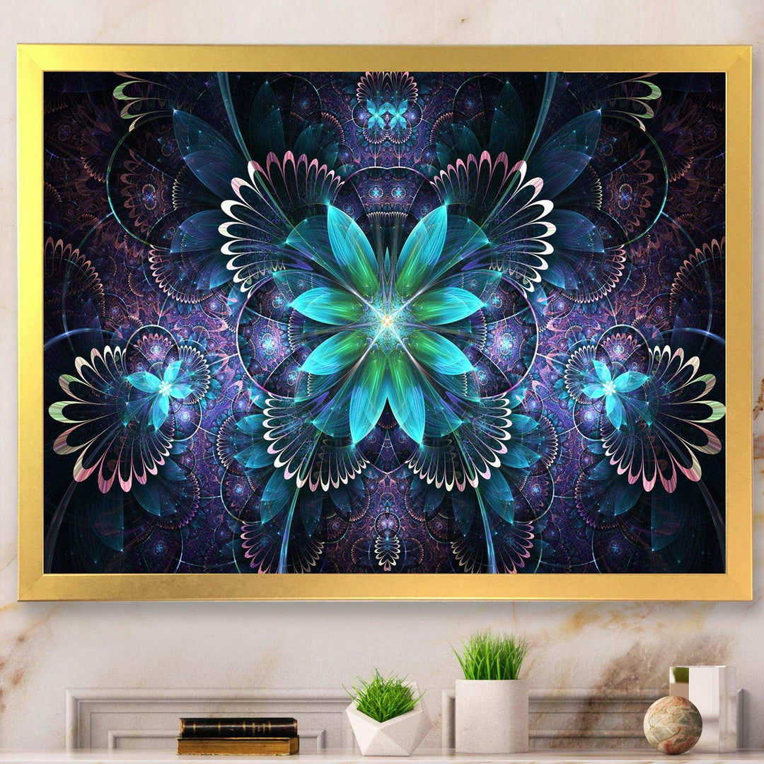 Fractal Flower Blue Digital Art - Modern Bedroom Wall Art