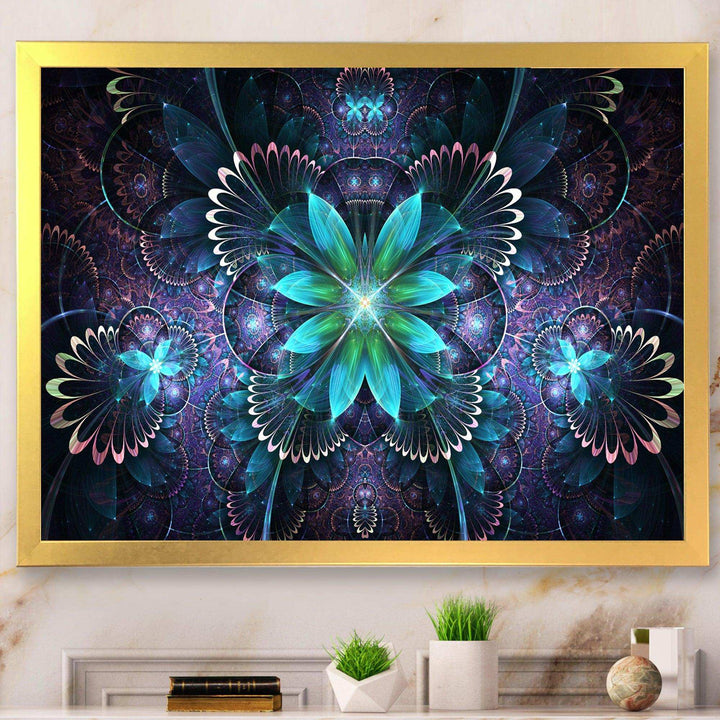 Fractal Flower Blue Digital Art - Modern Bedroom Wall Art