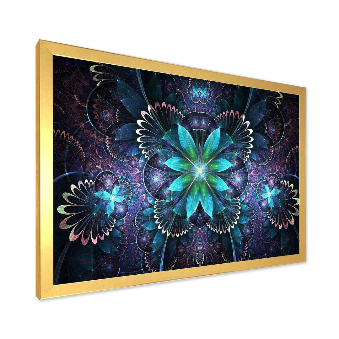 Fractal Flower Blue Digital Art - Modern Bedroom Wall Art