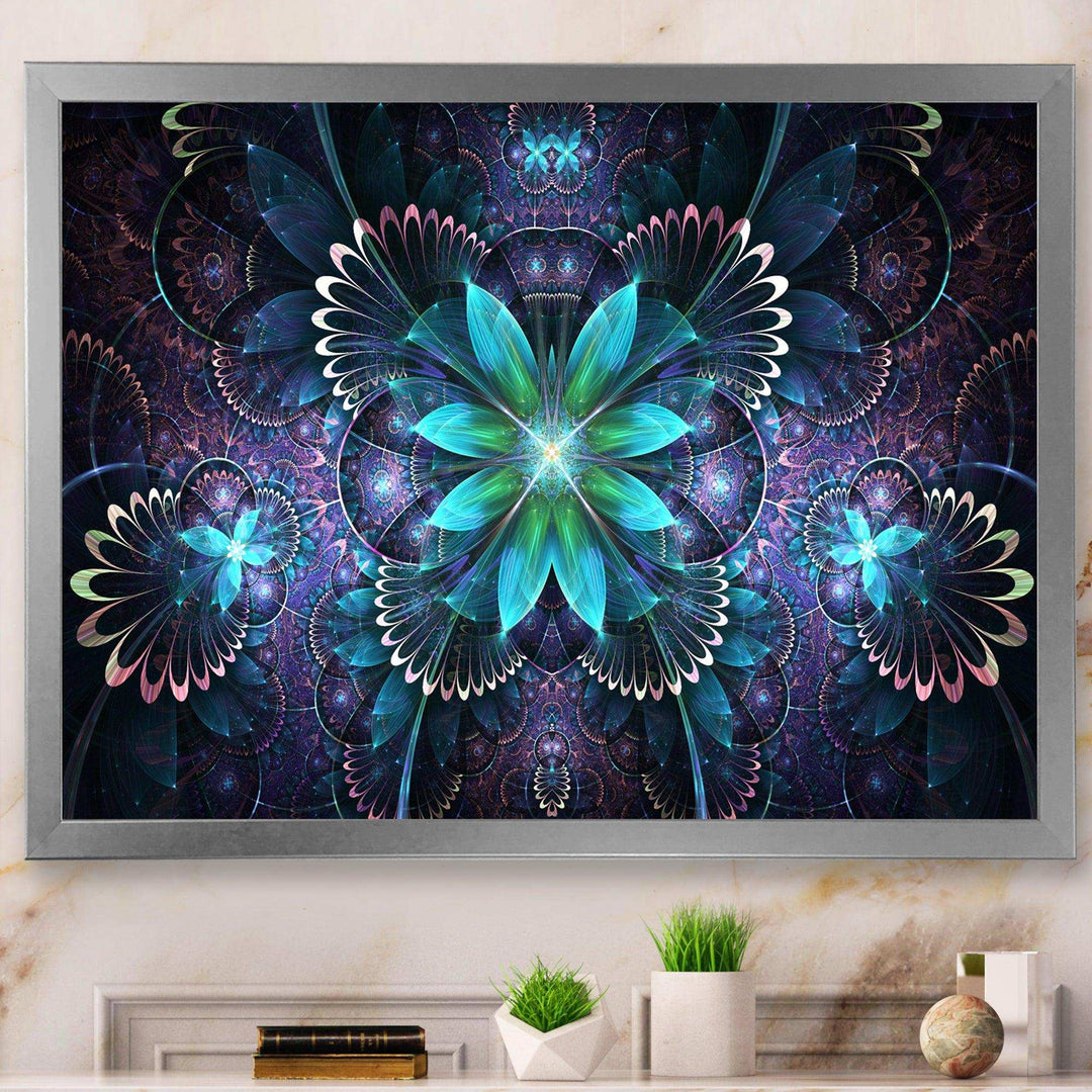 Fractal Flower Blue Digital Art - Modern Bedroom Wall Art