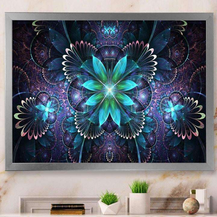 Fractal Flower Blue Digital Art - Modern Bedroom Wall Art