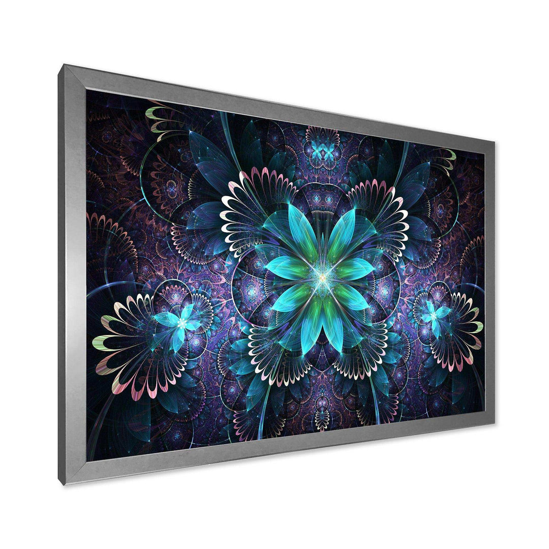 Fractal Flower Blue Digital Art - Modern Bedroom Wall Art