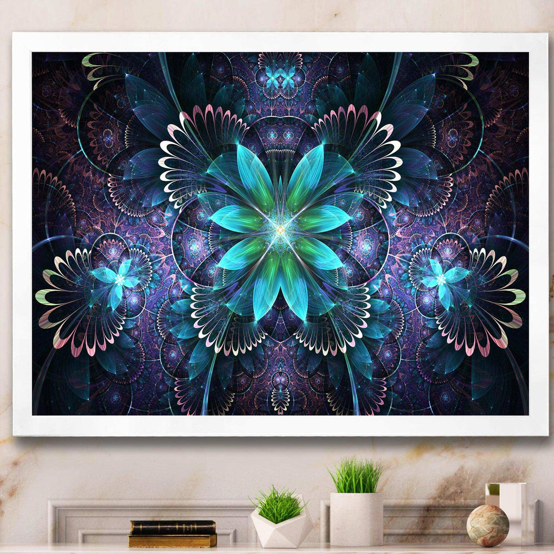 Fractal Flower Blue Digital Art - Modern Bedroom Wall Art