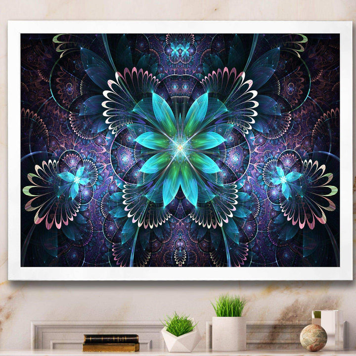 Fractal Flower Blue Digital Art - Modern Bedroom Wall Art