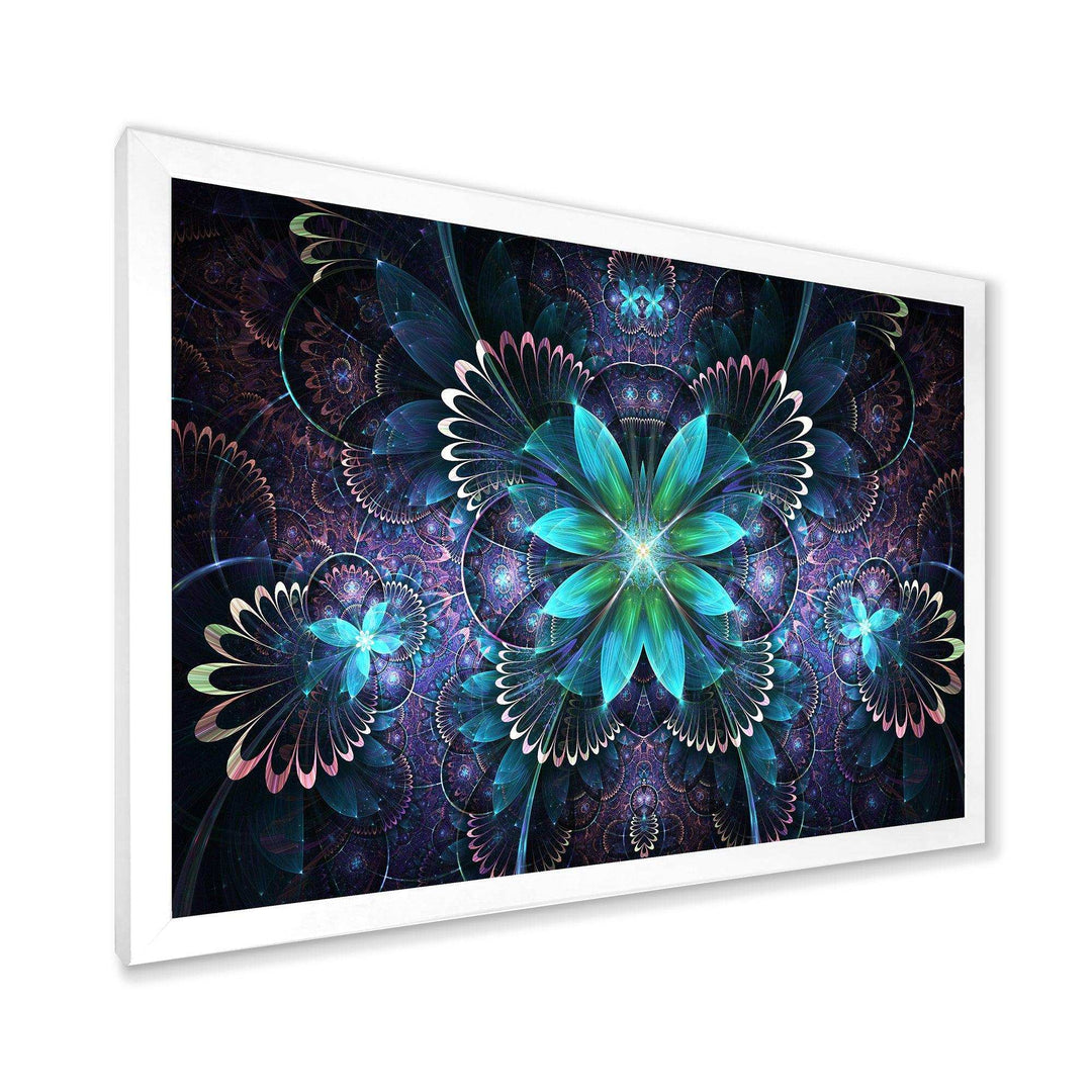 Fractal Flower Blue Digital Art - Modern Bedroom Wall Art