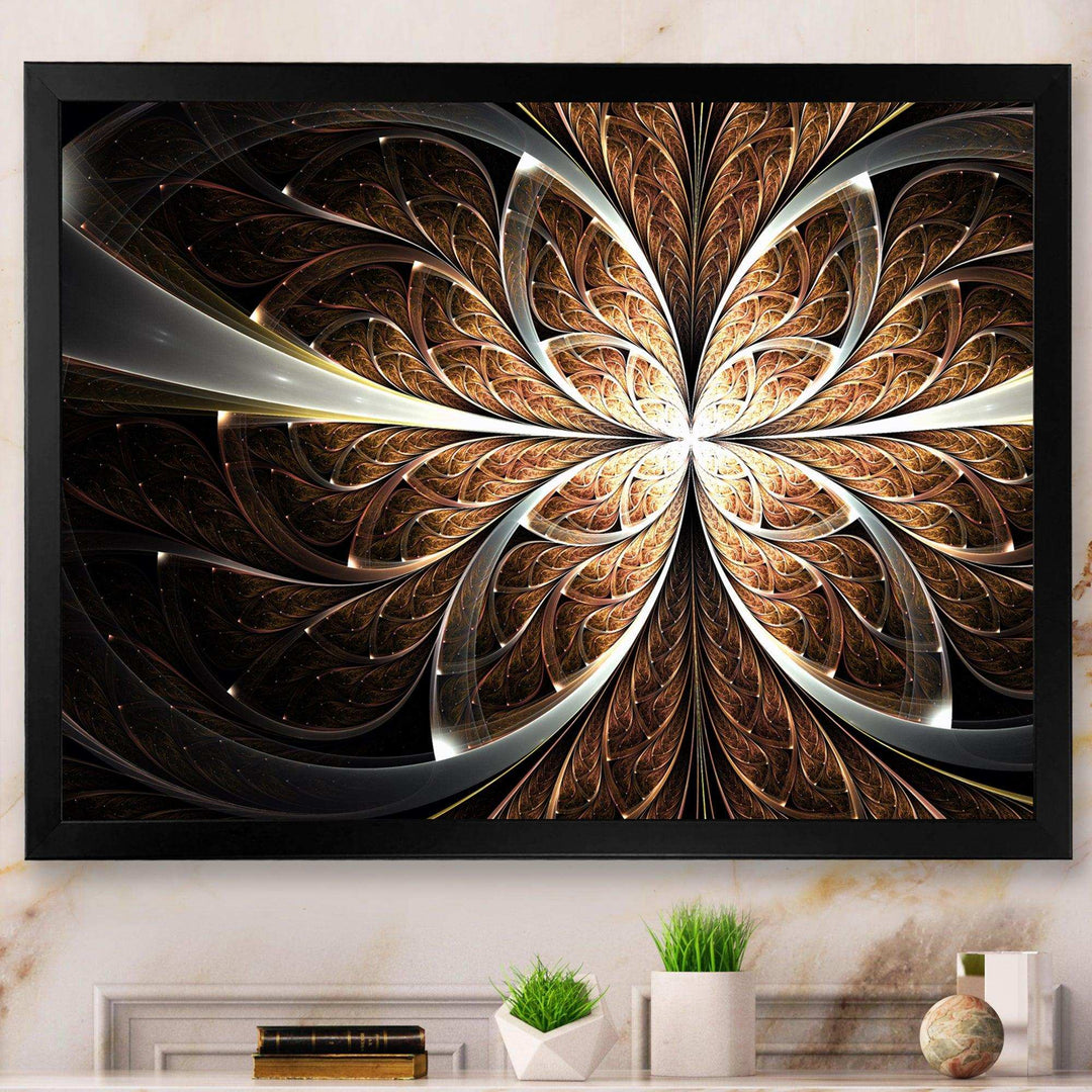 Fractal Flower Brown Black Digital Art - Modern Wall Art Prints