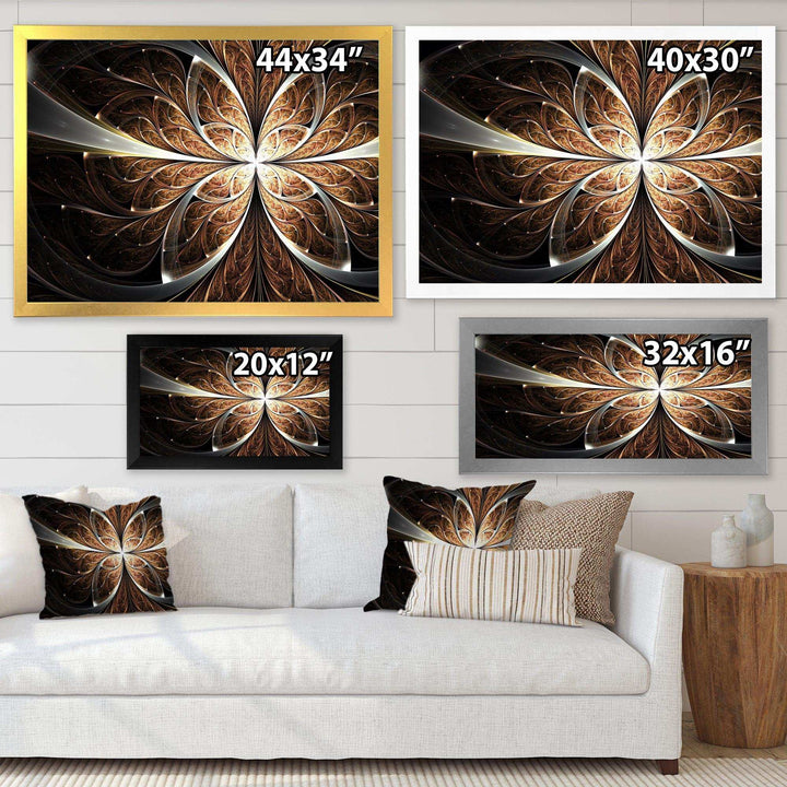 Fractal Flower Brown Black Digital Art - Modern Wall Art Prints