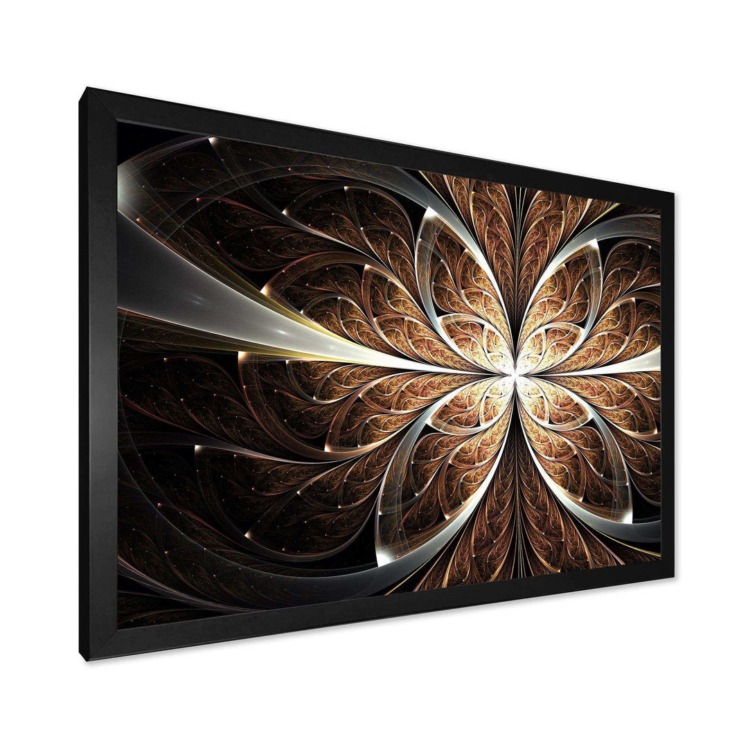 Fractal Flower Brown Black Digital Art - Modern Wall Art Prints