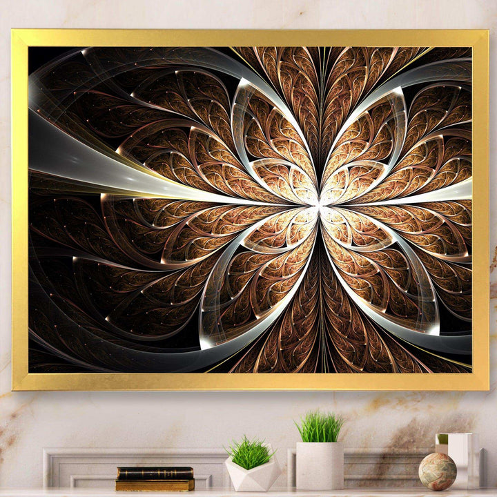 Fractal Flower Brown Black Digital Art - Modern Wall Art Prints