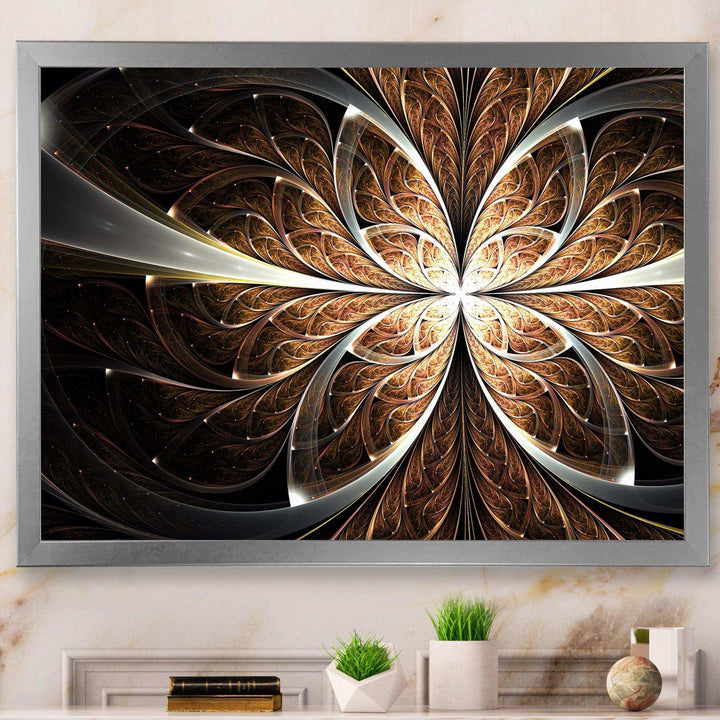Fractal Flower Brown Black Digital Art - Modern Wall Art Prints