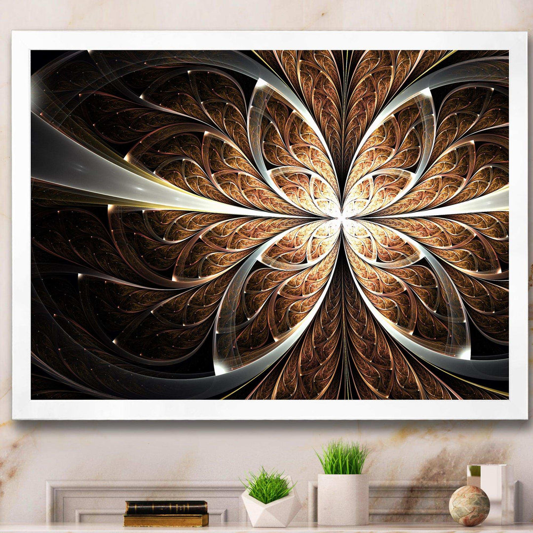 Fractal Flower Brown Black Digital Art - Modern Wall Art Prints