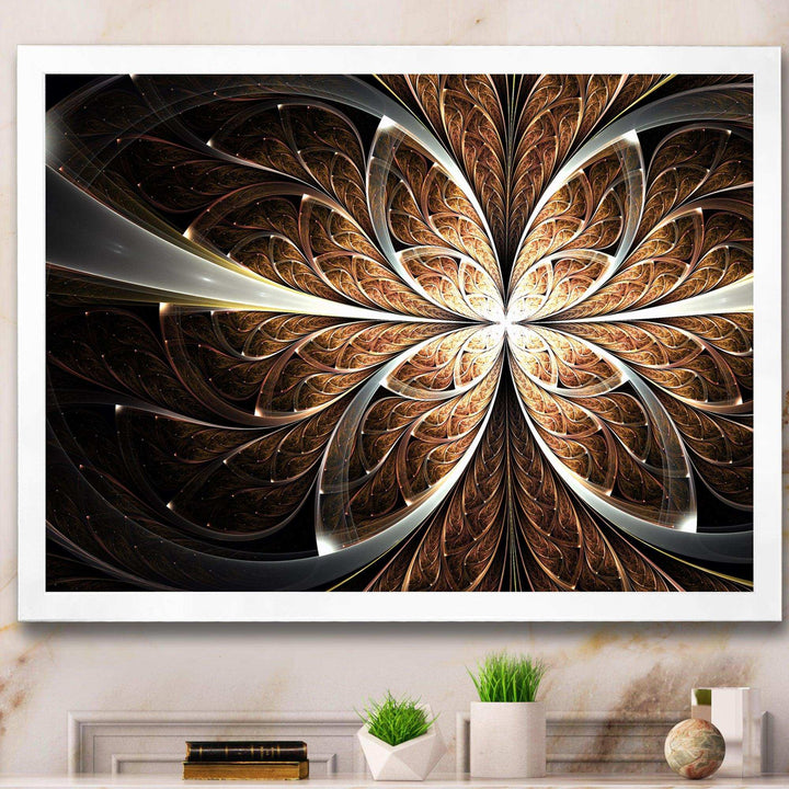 Fractal Flower Brown Black Digital Art - Modern Wall Art Prints