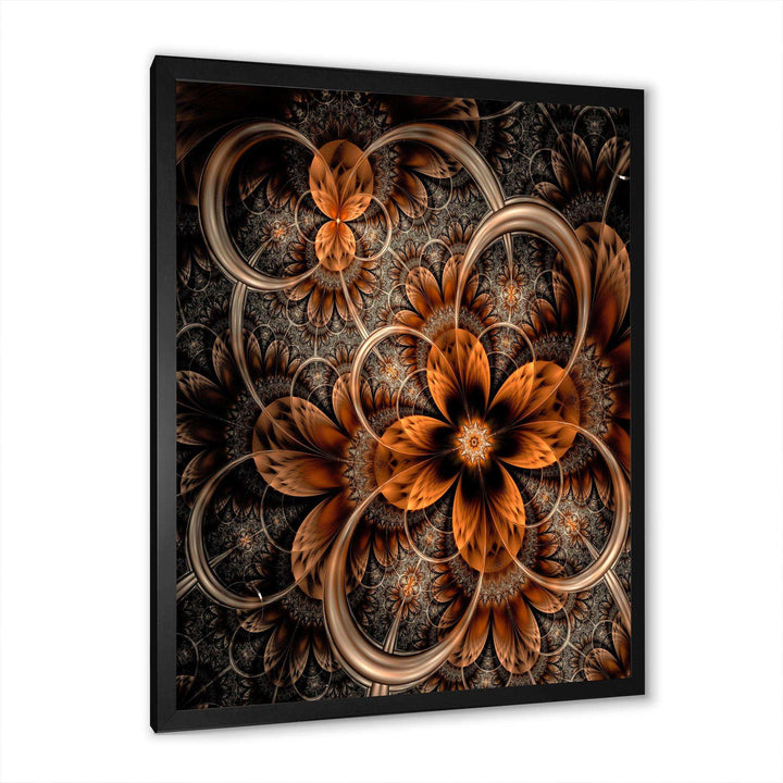 Dark Orange Digital Art Fractal Flower - Modern Wall Art Prints