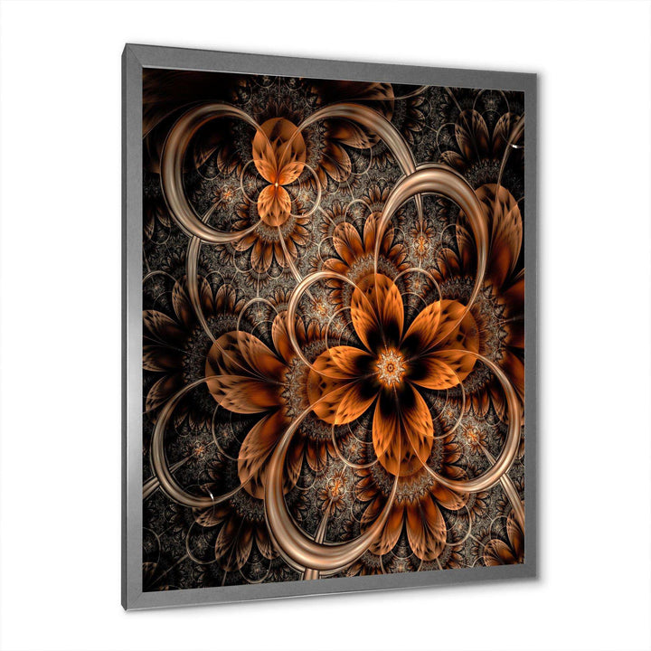 Dark Orange Digital Art Fractal Flower - Modern Wall Art Prints