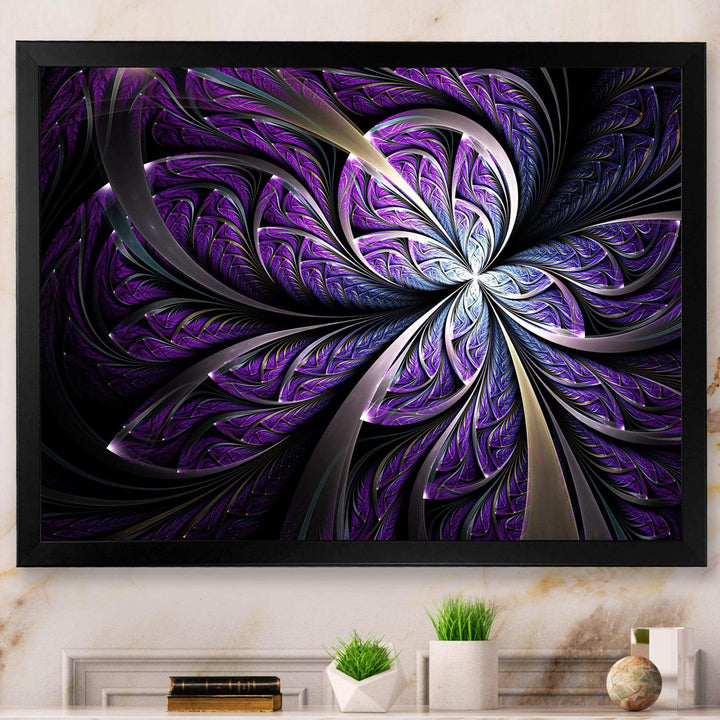 Glittering Purple Fractal Flower - Modern Canvas Wall Art