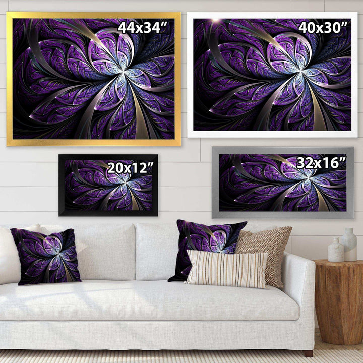 Glittering Purple Fractal Flower - Modern Canvas Wall Art