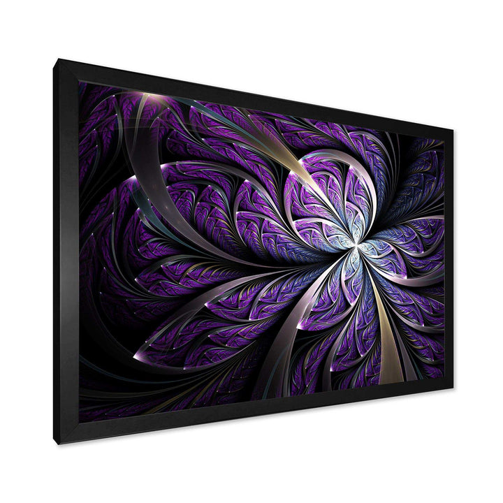 Glittering Purple Fractal Flower - Modern Canvas Wall Art