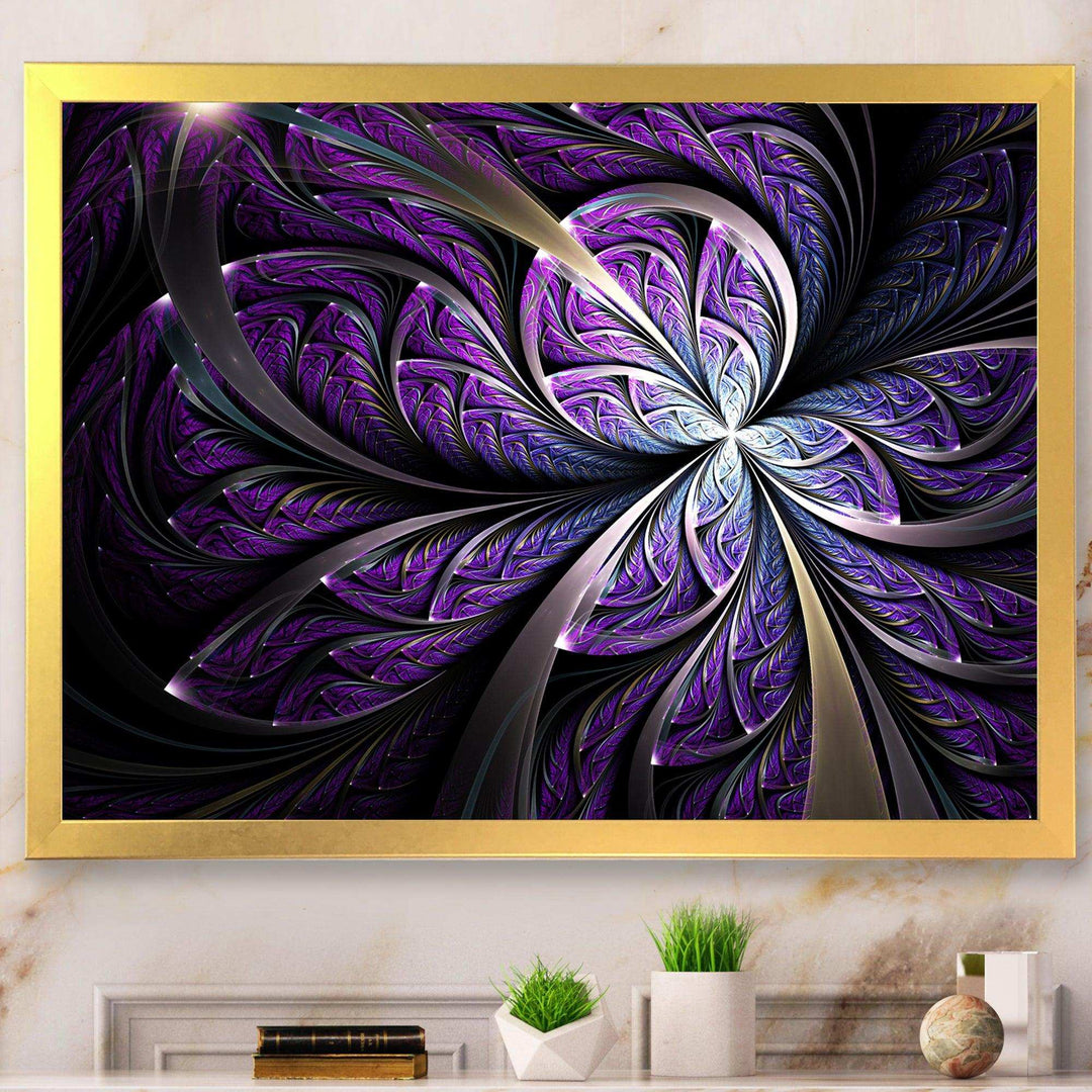 Glittering Purple Fractal Flower - Modern Canvas Wall Art