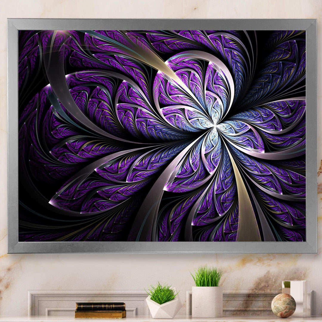 Glittering Purple Fractal Flower - Modern Canvas Wall Art