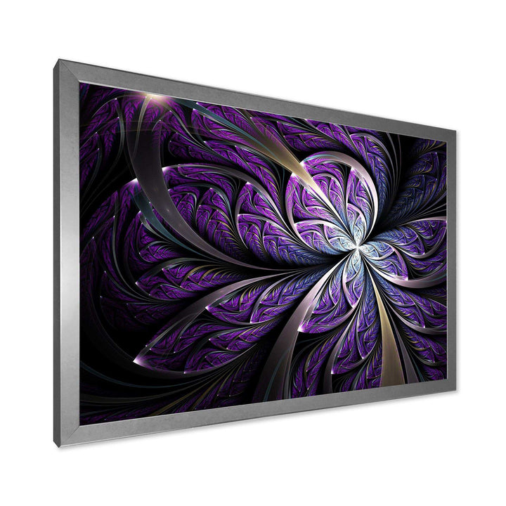 Glittering Purple Fractal Flower - Modern Canvas Wall Art