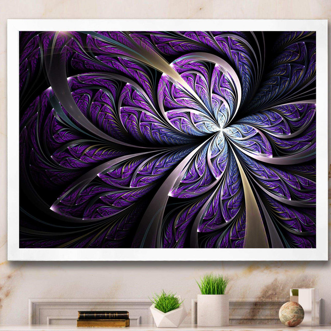 Glittering Purple Fractal Flower - Modern Canvas Wall Art