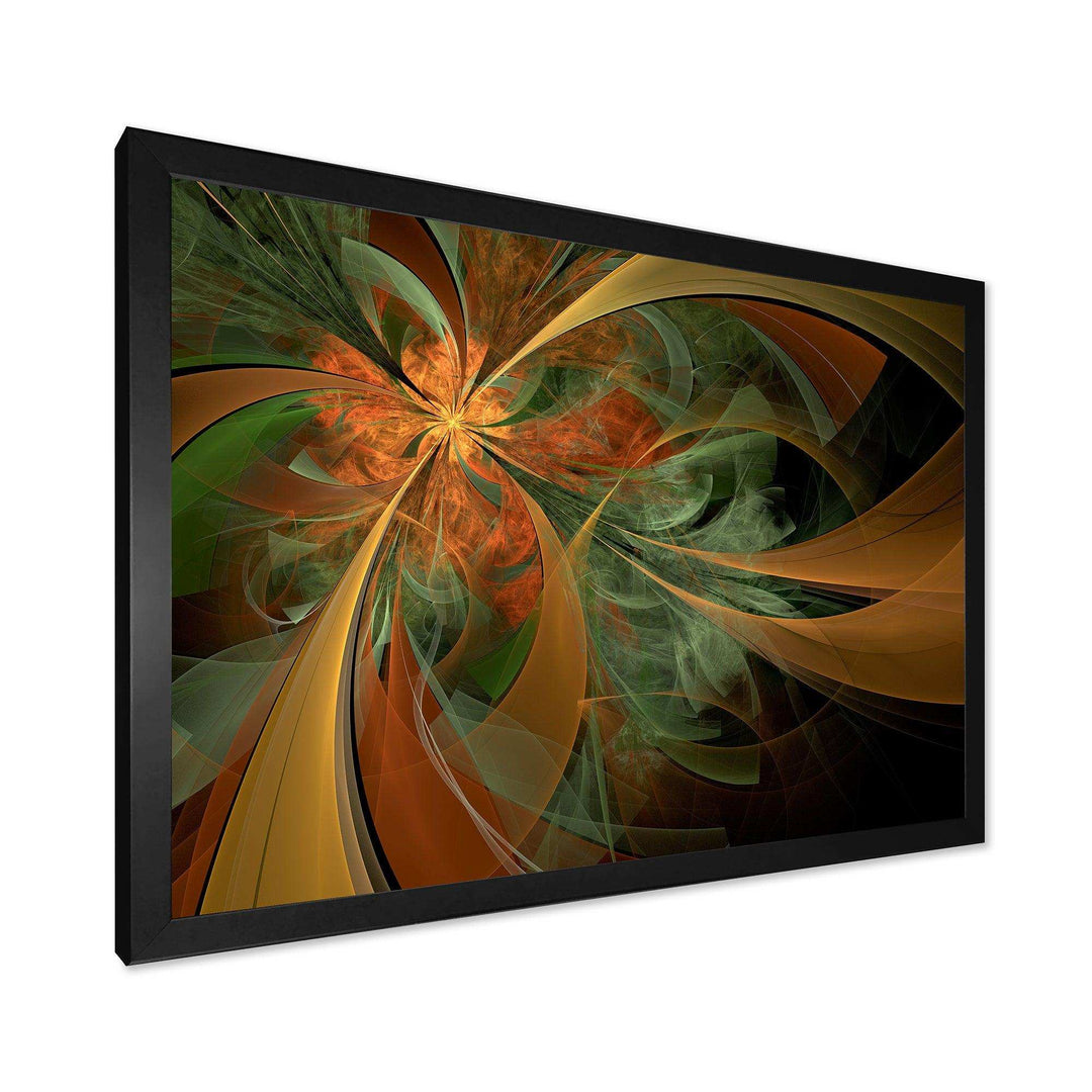 Symmetrical Orange Digital Fractal Flower - Modern Canvas Wall Art