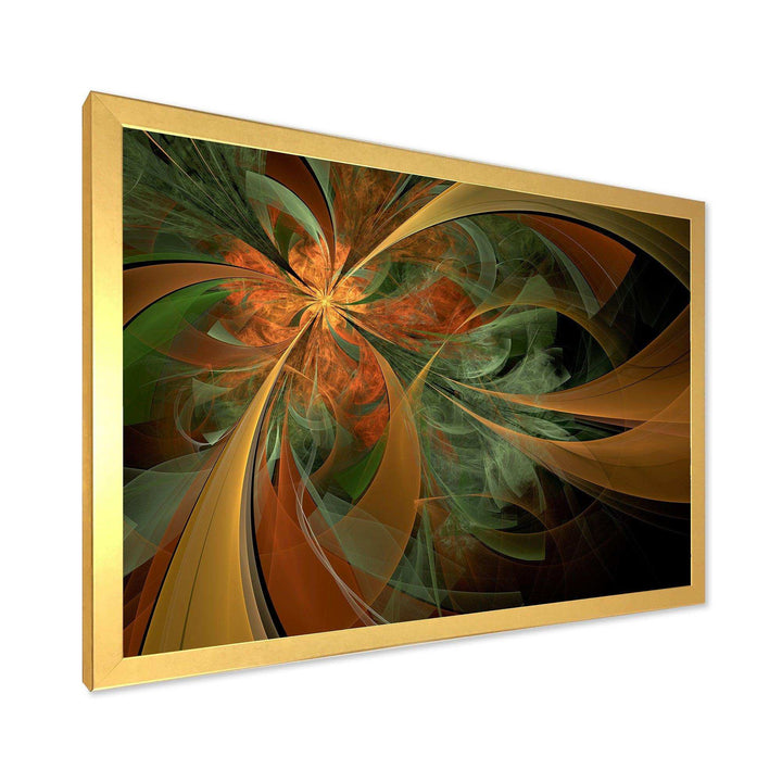 Symmetrical Orange Digital Fractal Flower - Modern Canvas Wall Art