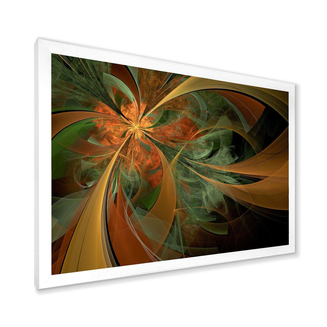 Symmetrical Orange Digital Fractal Flower - Modern Canvas Wall Art