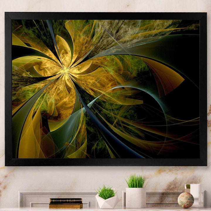 Symmetrical Fractal Flower in Gold - Modern Canvas Wall Art