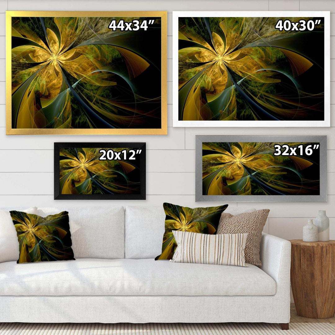 Symmetrical Fractal Flower in Gold - Modern Canvas Wall Art