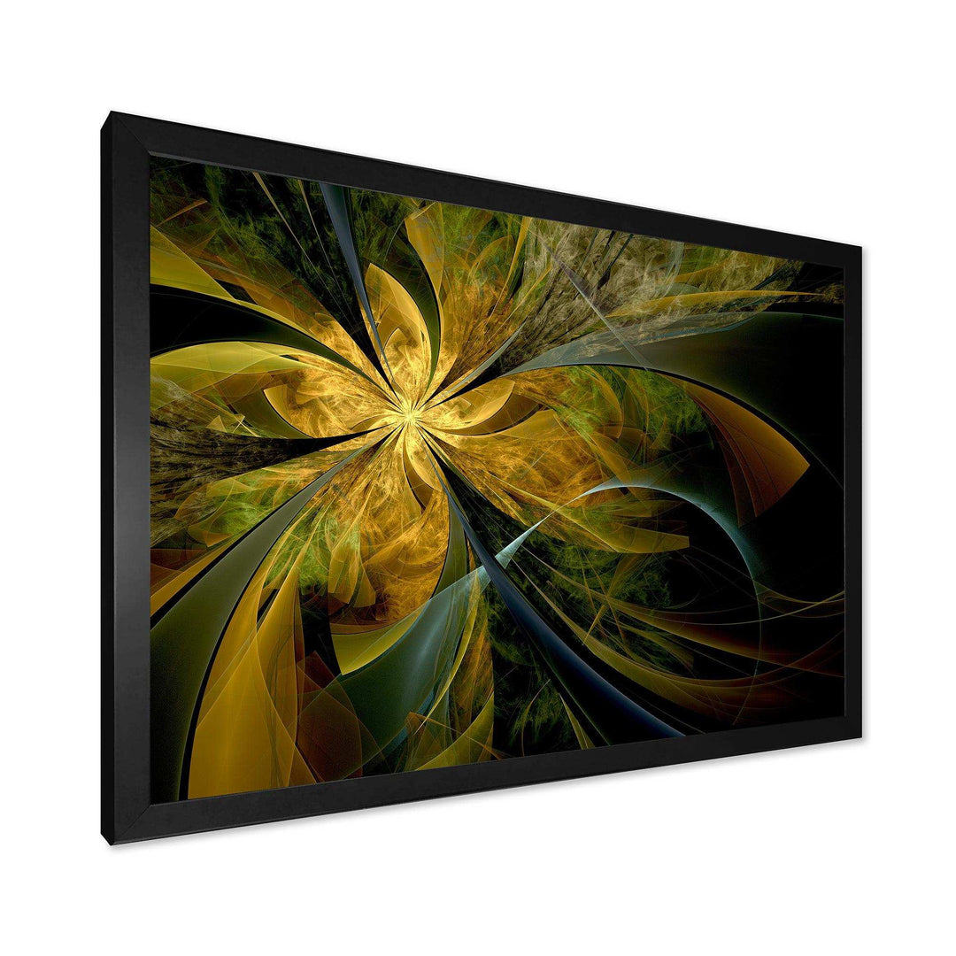 Symmetrical Fractal Flower in Gold - Modern Canvas Wall Art