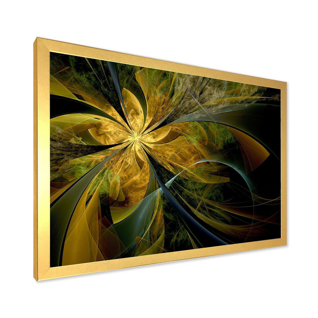 Symmetrical Fractal Flower in Gold - Modern Canvas Wall Art