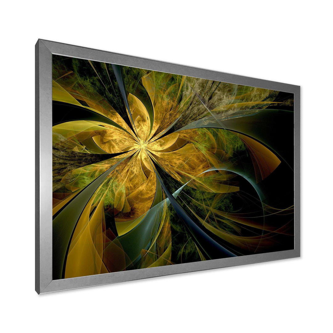 Symmetrical Fractal Flower in Gold - Modern Canvas Wall Art
