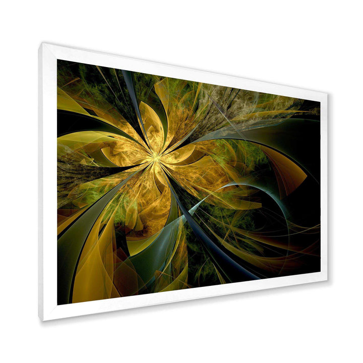 Symmetrical Fractal Flower in Gold - Modern Canvas Wall Art
