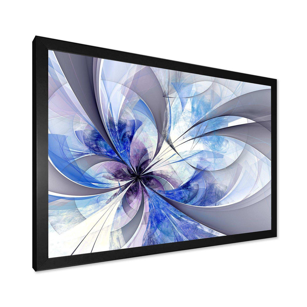 Blue Large Symmetrical Fractal Flower - Modern Bedroom Wall Art