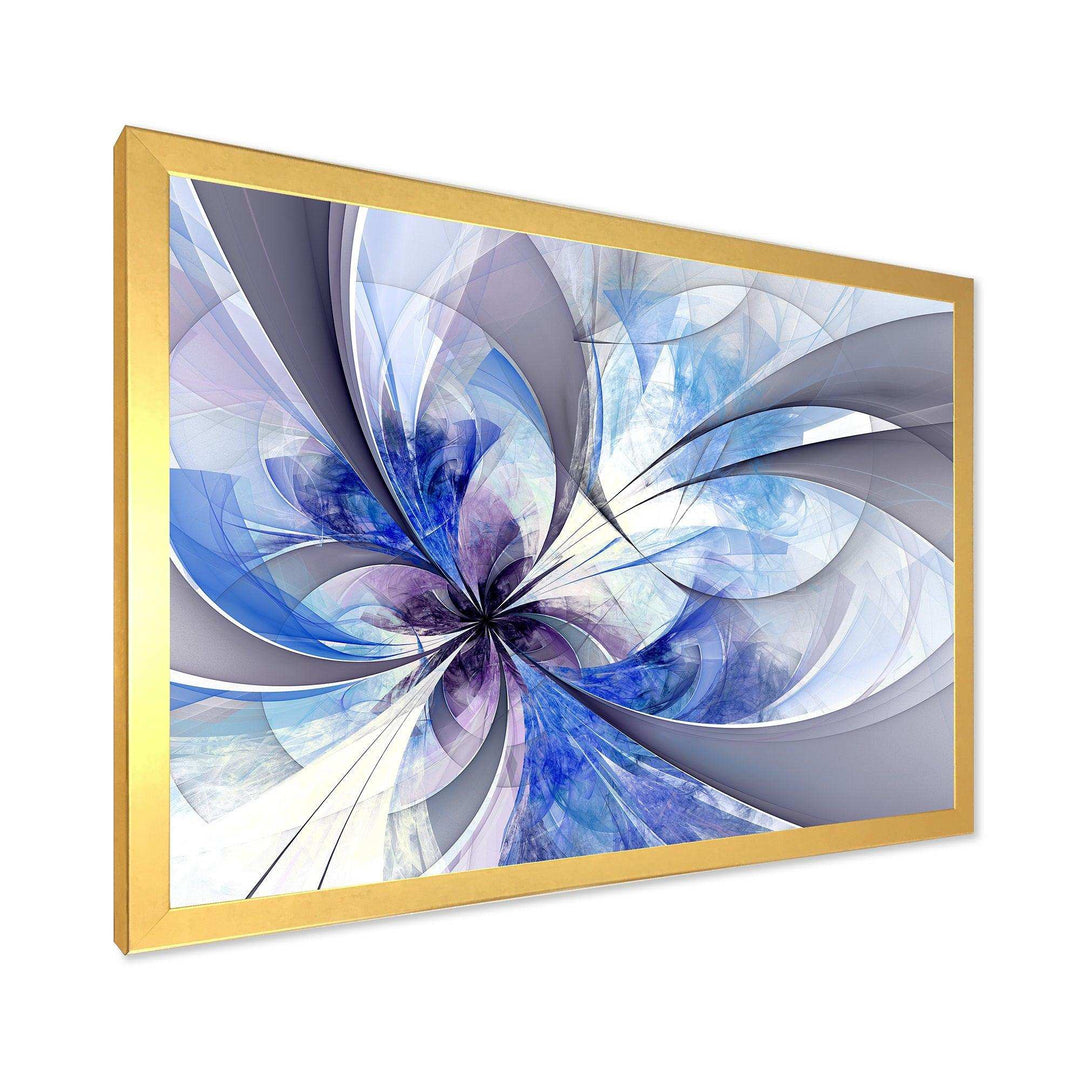 Blue Large Symmetrical Fractal Flower - Modern Bedroom Wall Art