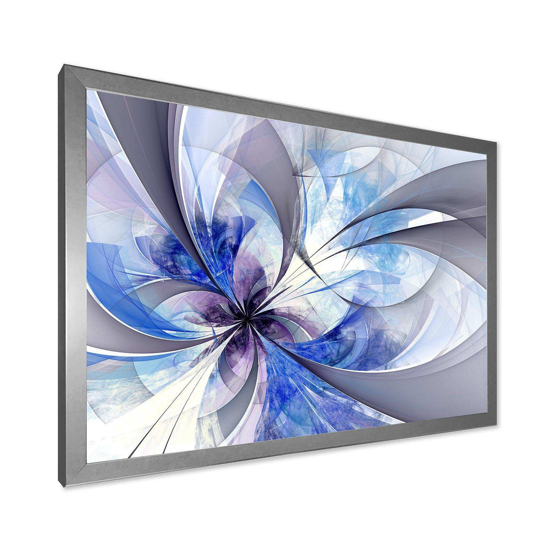 Blue Large Symmetrical Fractal Flower - Modern Bedroom Wall Art