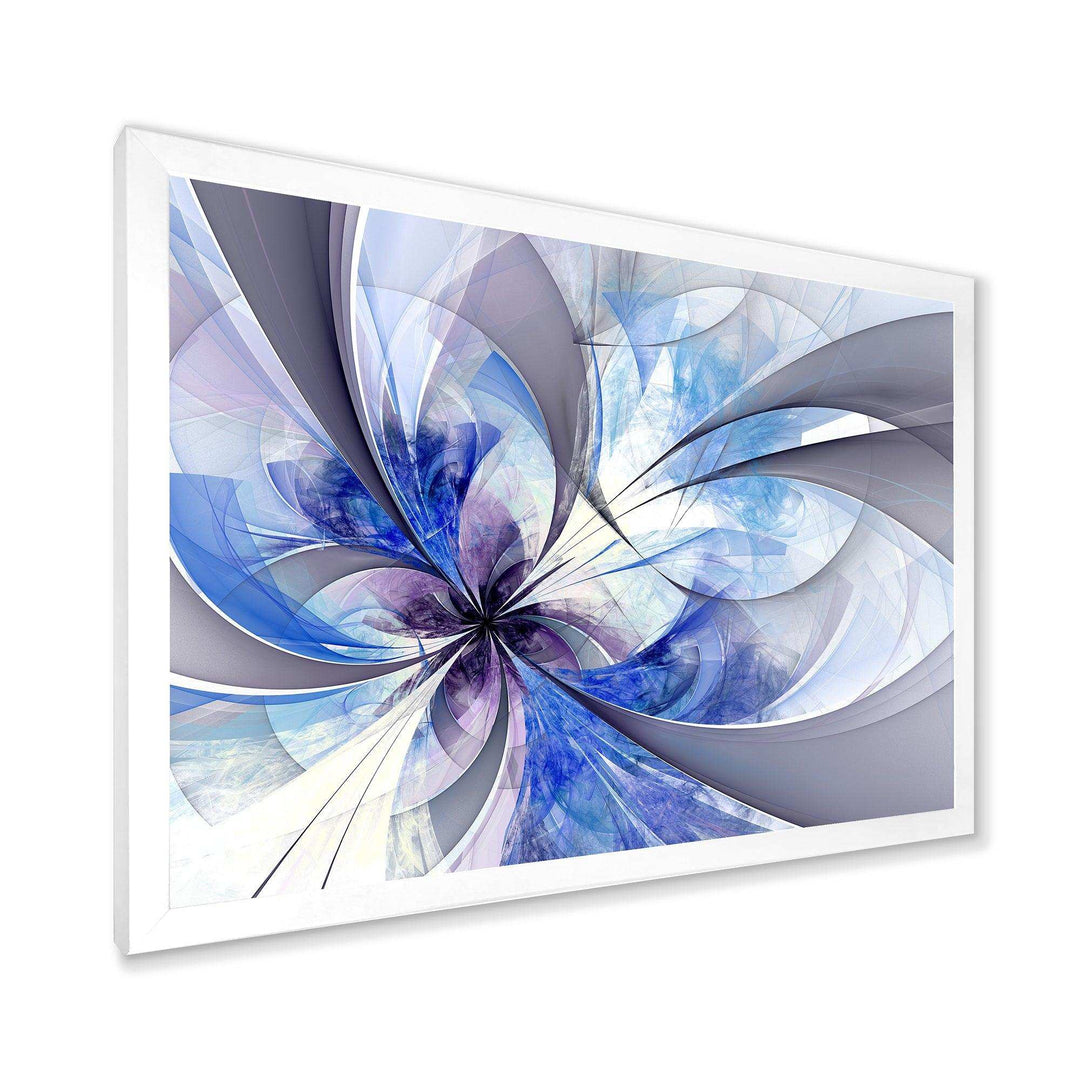 Blue Large Symmetrical Fractal Flower - Modern Bedroom Wall Art